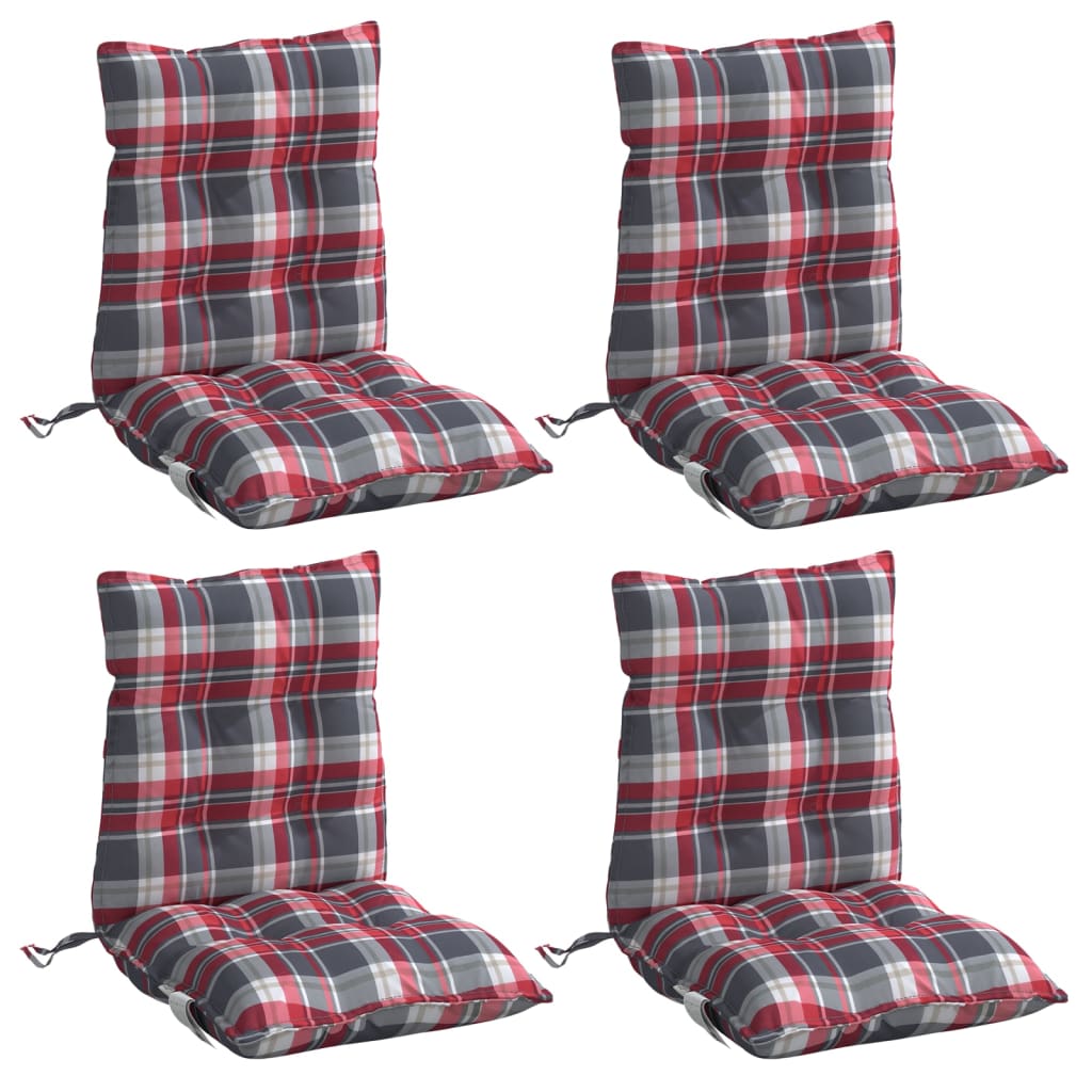 VidaXL coussins de chaise 4 pièces dossier bas motif losange tissu oxford rouge