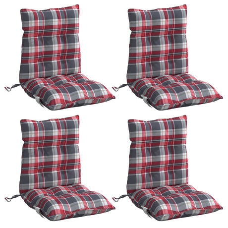VidaXL coussins de chaise 4 pièces dossier bas motif losange tissu oxford rouge