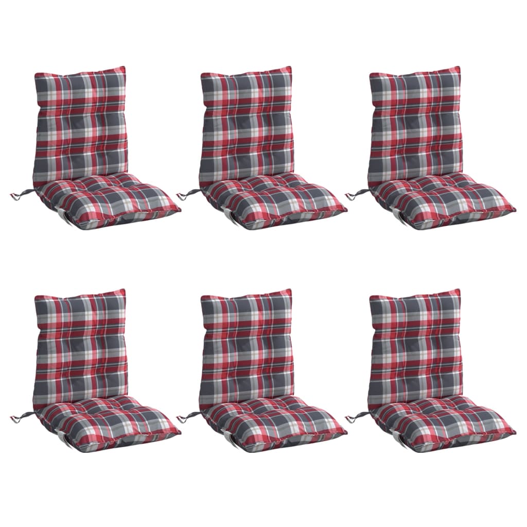 VidaXL coussins de chaise 6 pièces dossier bas motif losange tissu oxford rouge