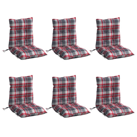 VidaXL coussins de chaise 6 pièces dossier bas motif losange tissu oxford rouge