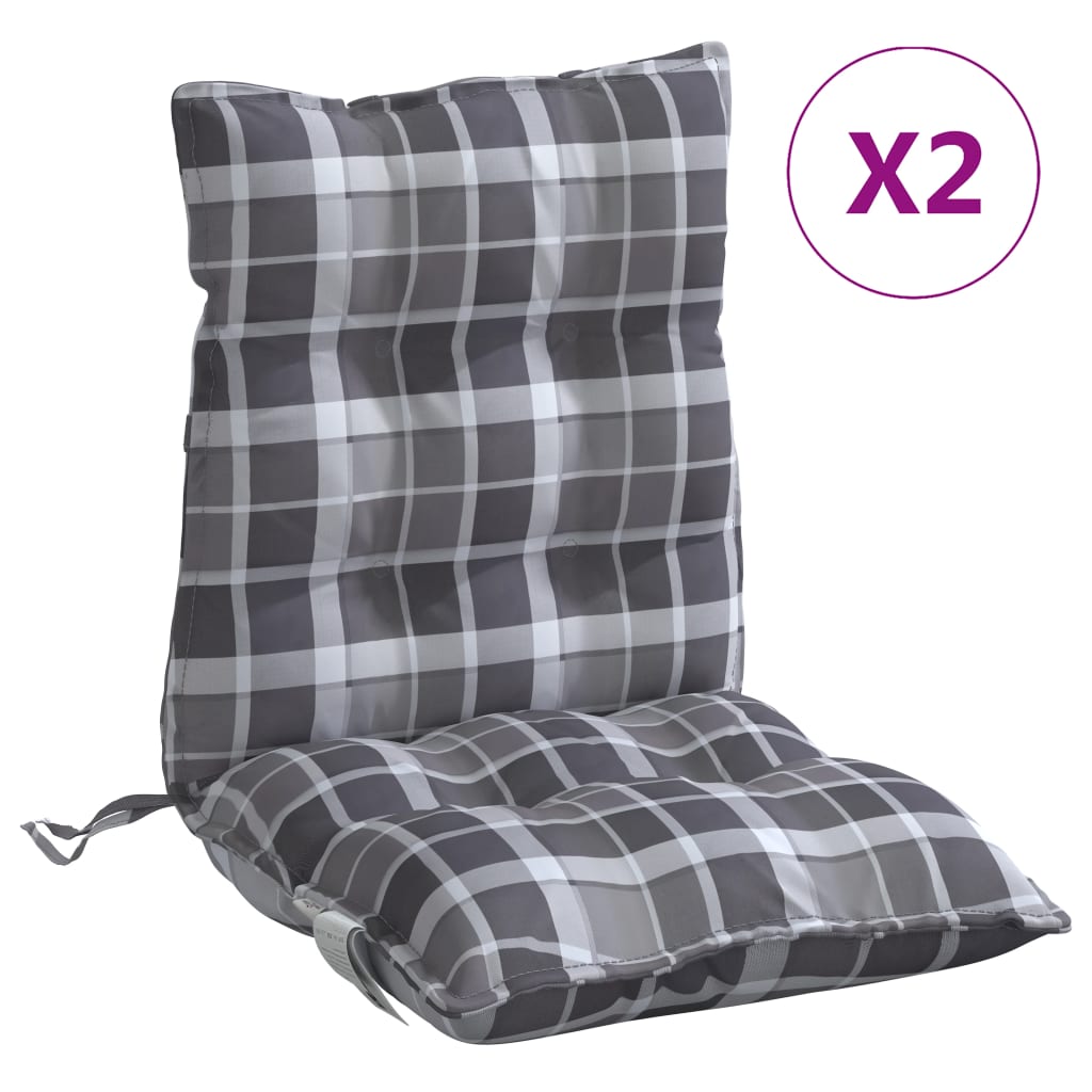 VidaXL coussins de chaise 2 pièces dossier bas motif losange tissu oxford gris