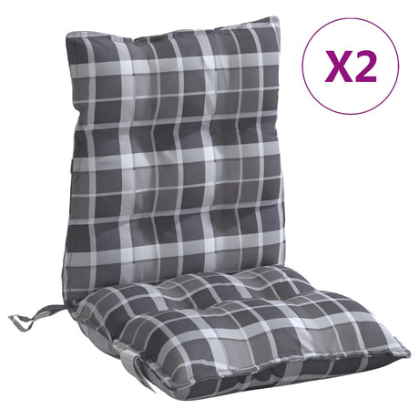 VidaXL coussins de chaise 2 pièces dossier bas motif losange tissu oxford gris