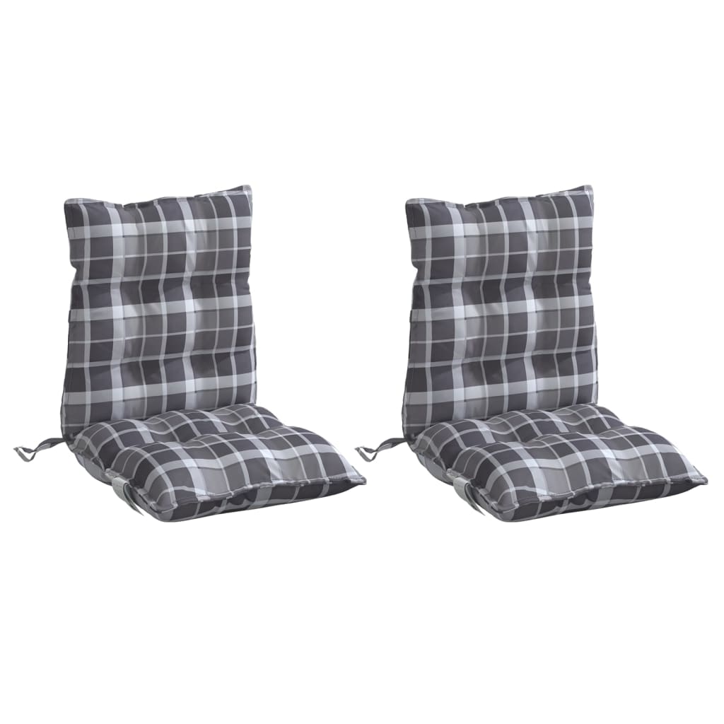 VidaXL coussins de chaise 2 pièces dossier bas motif losange tissu oxford gris