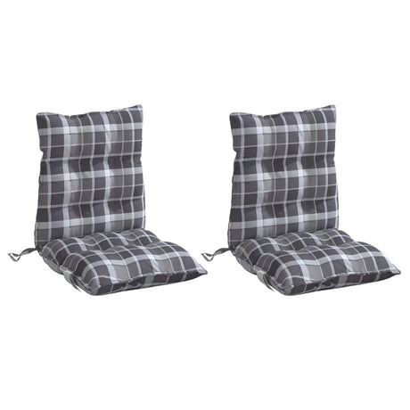 VidaXL coussins de chaise 2 pièces dossier bas motif losange tissu oxford gris