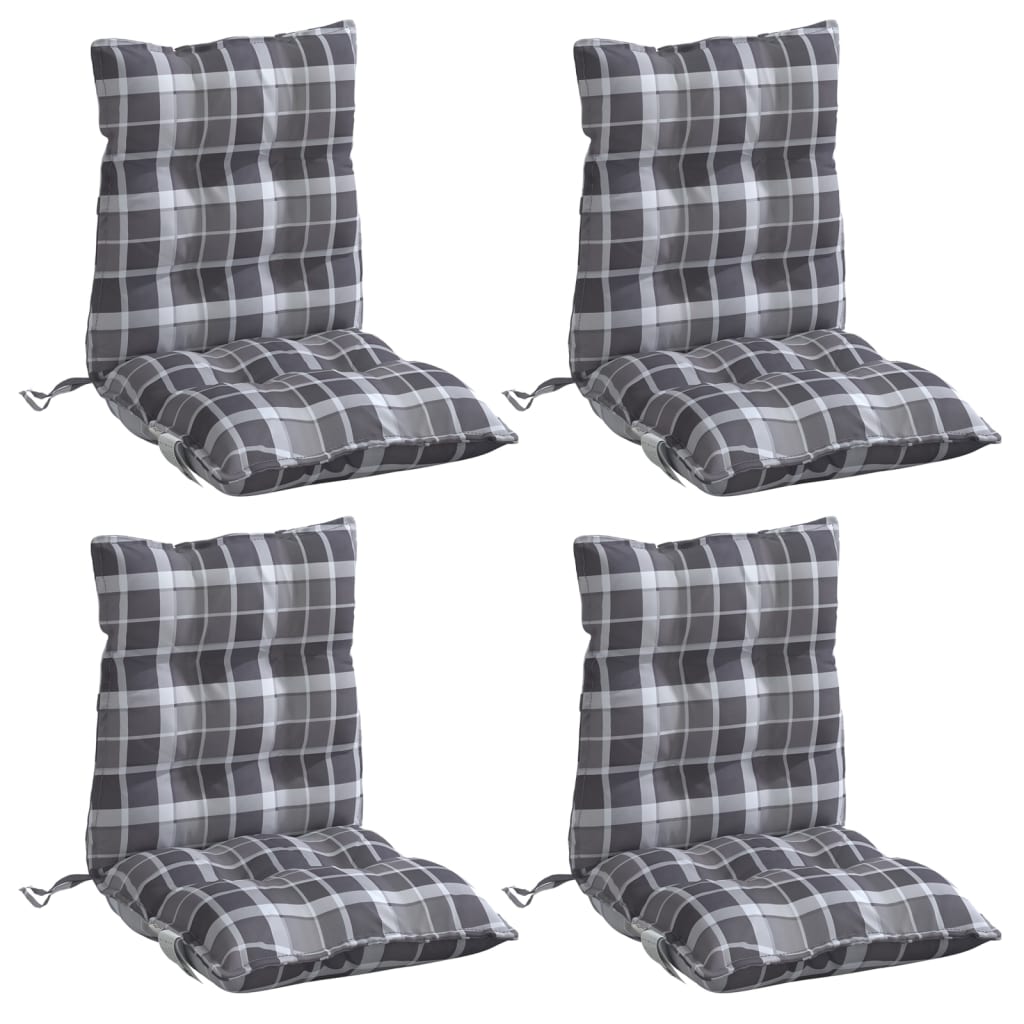 VidaXL coussins de chaise 4 pièces dossier bas motif losange tissu oxford gris