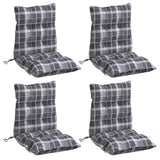 VidaXL coussins de chaise 4 pièces dossier bas motif losange tissu oxford gris