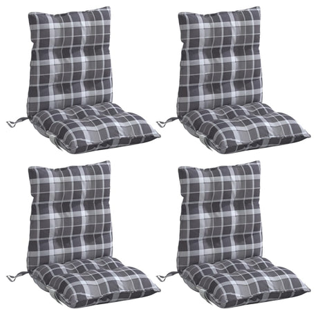 VidaXL coussins de chaise 4 pièces dossier bas motif losange tissu oxford gris