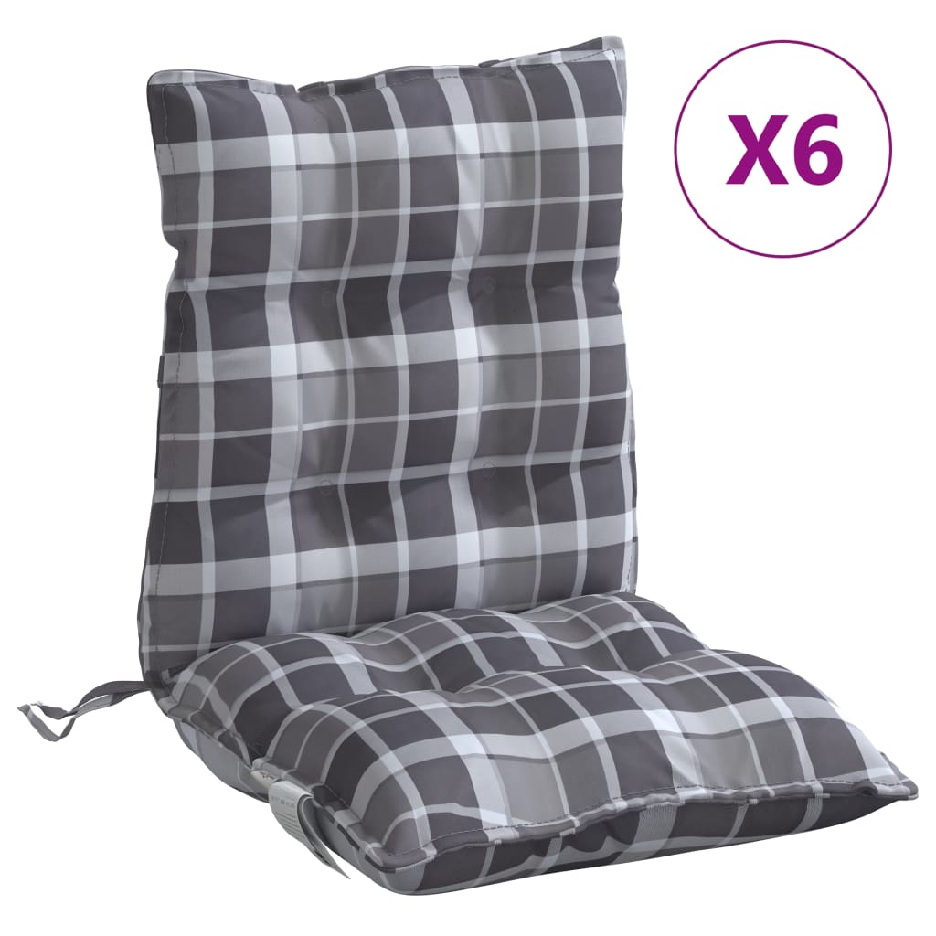 VidaXL coussins de chaise 6 pièces dossier bas motif losange tissu oxford gris