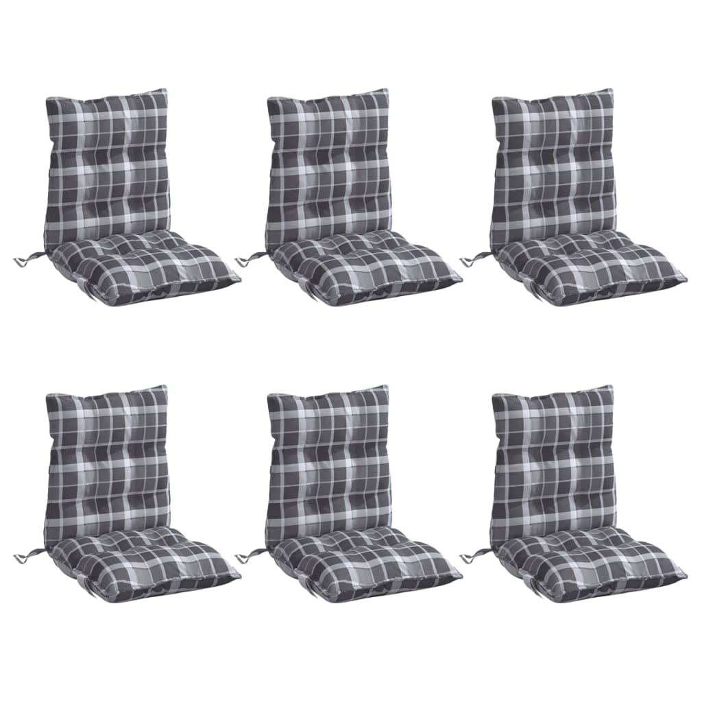 VidaXL coussins de chaise 6 pièces dossier bas motif losange tissu oxford gris