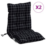 VidaXL coussins de chaise 2 pièces dossier bas motif losange tissu oxford noir