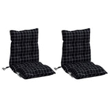 VidaXL coussins de chaise 2 pièces dossier bas motif losange tissu oxford noir