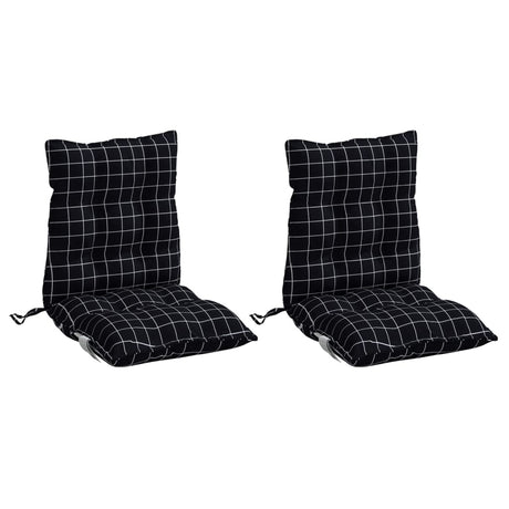 VidaXL coussins de chaise 2 pièces dossier bas motif losange tissu oxford noir