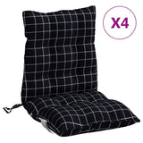 VidaXL coussins de chaise 4 pièces dossier bas motif losange tissu oxford noir