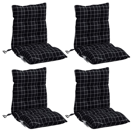 VidaXL coussins de chaise 4 pièces dossier bas motif losange tissu oxford noir