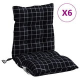 VidaXL coussins de chaise 6 pièces dossier bas motif losange tissu oxford noir