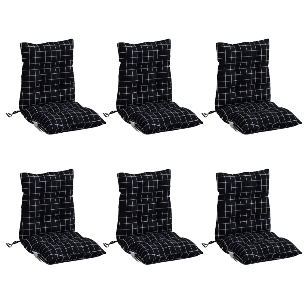 VidaXL coussins de chaise 6 pièces dossier bas motif losange tissu oxford noir