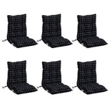VidaXL coussins de chaise 6 pièces dossier bas motif losange tissu oxford noir