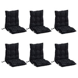 Vidaxl Chair cushions 6 pcs low back window pattern Oxford fabric black