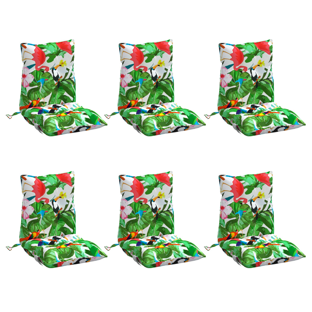 VidaXL coussins de chaise 6 pcs dossier bas tissu oxford multicolore