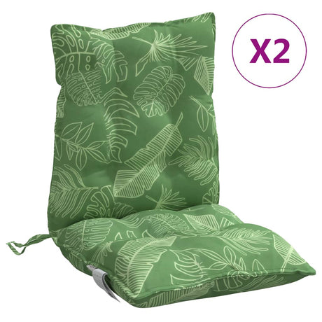 VidaXL coussins de chaise 2 pièces tissu oxford à motif de feuilles à dossier bas