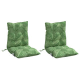 VidaXL coussins de chaise 2 pièces tissu oxford à motif de feuilles à dossier bas