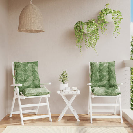 VidaXL coussins de chaise 2 pièces tissu oxford à motif de feuilles à dossier bas