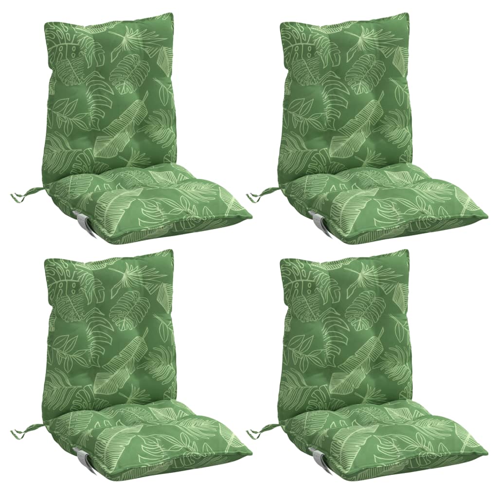 VidaXL coussins de chaise 2 pièces tissu oxford à motif de feuilles à dossier bas