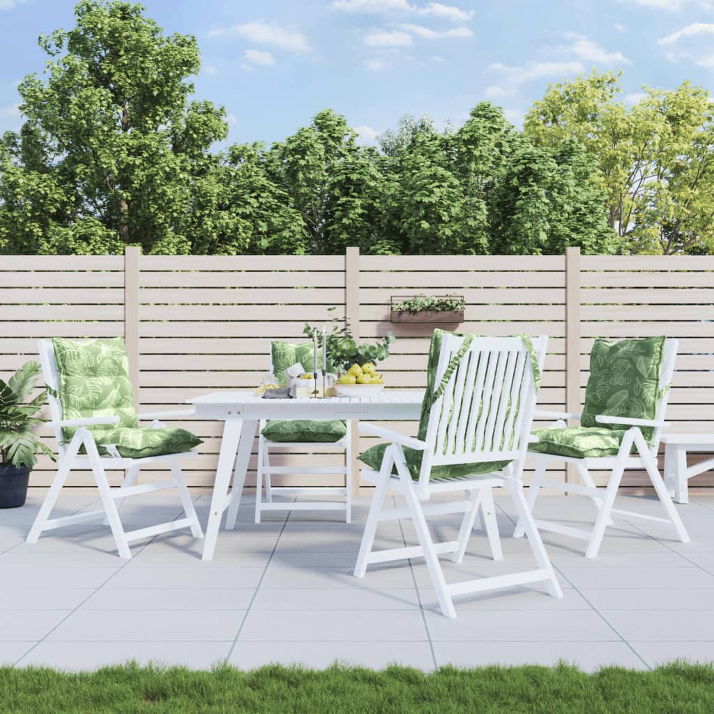 VidaXL coussins de chaise 2 pièces tissu oxford à motif de feuilles à dossier bas