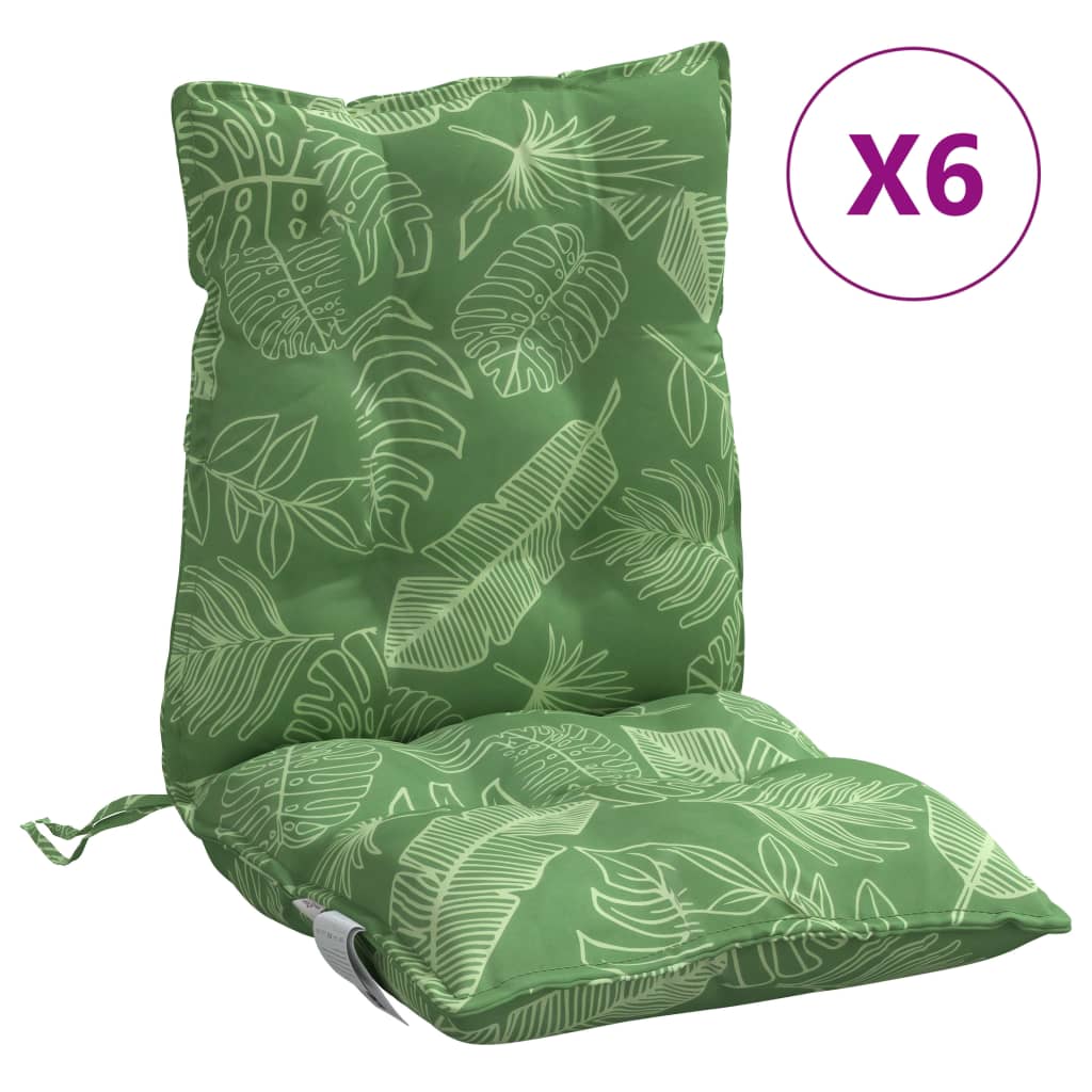 VidaXL coussins de chaise 6 pièces tissu oxford à motif de feuilles à dossier bas