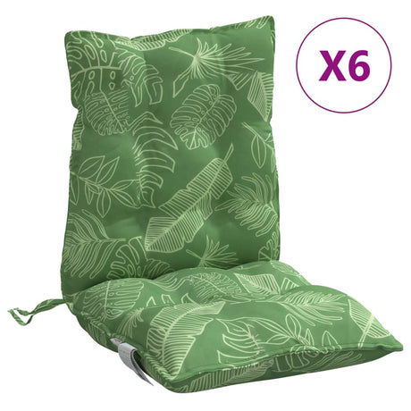 VidaXL coussins de chaise 6 pièces tissu oxford à motif de feuilles à dossier bas