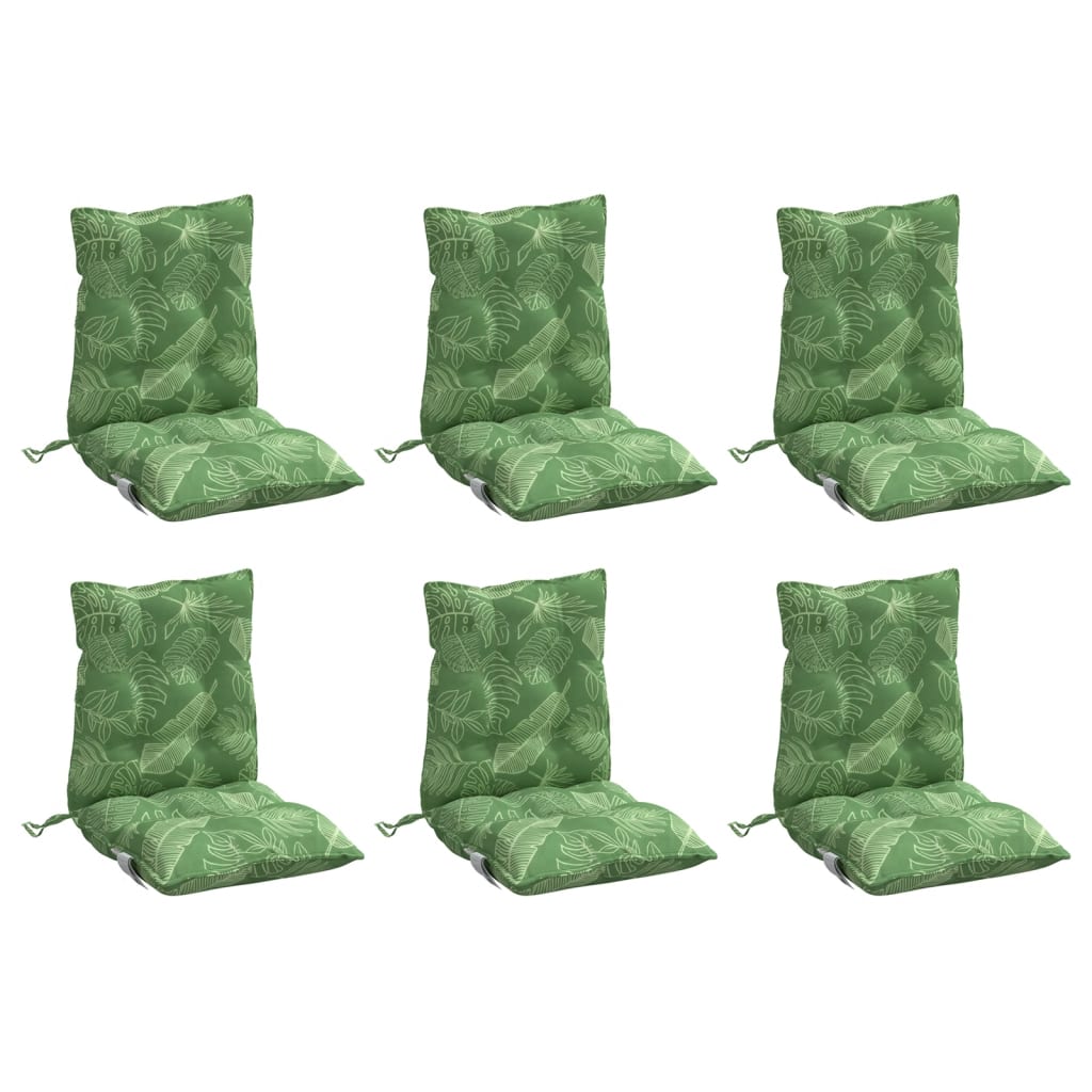 VidaXL coussins de chaise 6 pièces tissu oxford à motif de feuilles à dossier bas