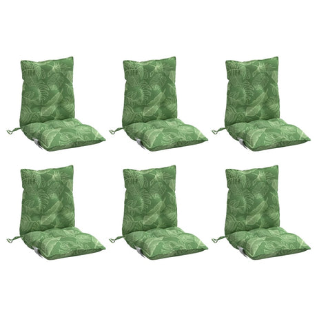 VidaXL coussins de chaise 6 pièces tissu oxford à motif de feuilles à dossier bas