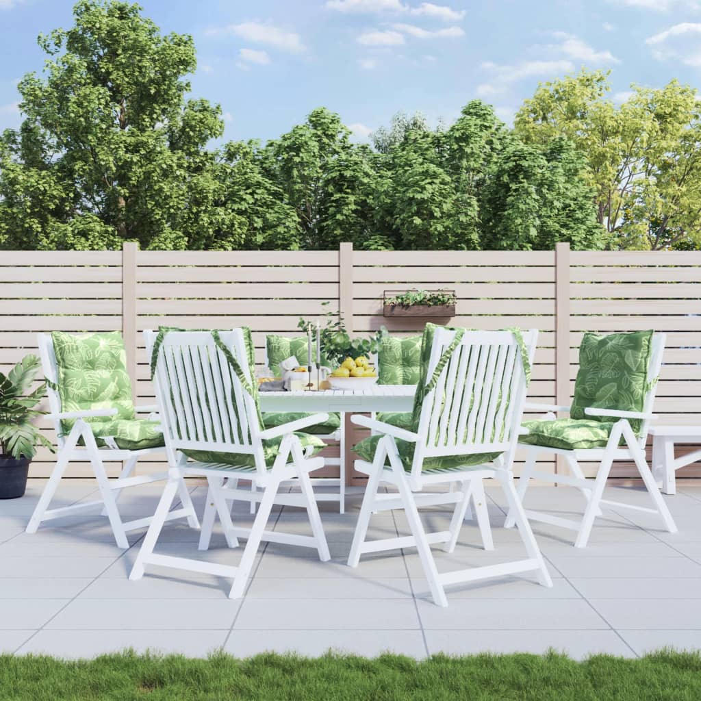 VidaXL coussins de chaise 6 pièces tissu oxford à motif de feuilles à dossier bas
