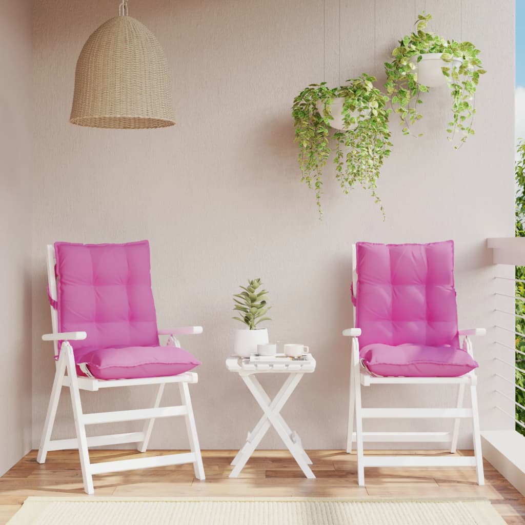 VidaXL coussins de chaise 2 pcs dossier bas tissu oxford rose