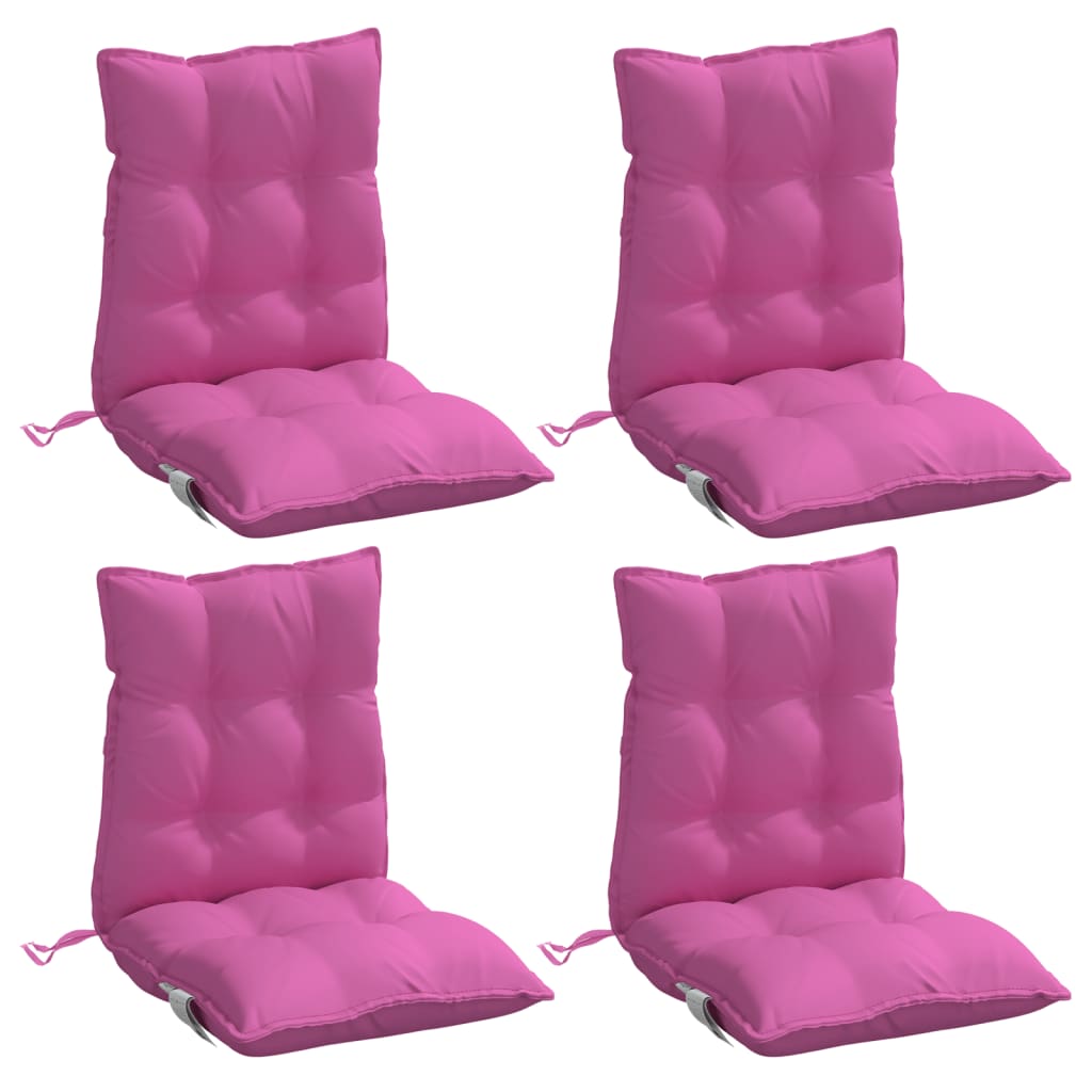 VidaXL coussins de chaise 4 pcs dossier bas tissu oxford rose