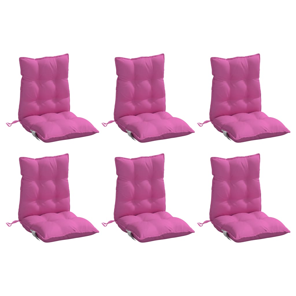 VidaXL coussins de chaise 6 pcs dossier bas tissu oxford rose