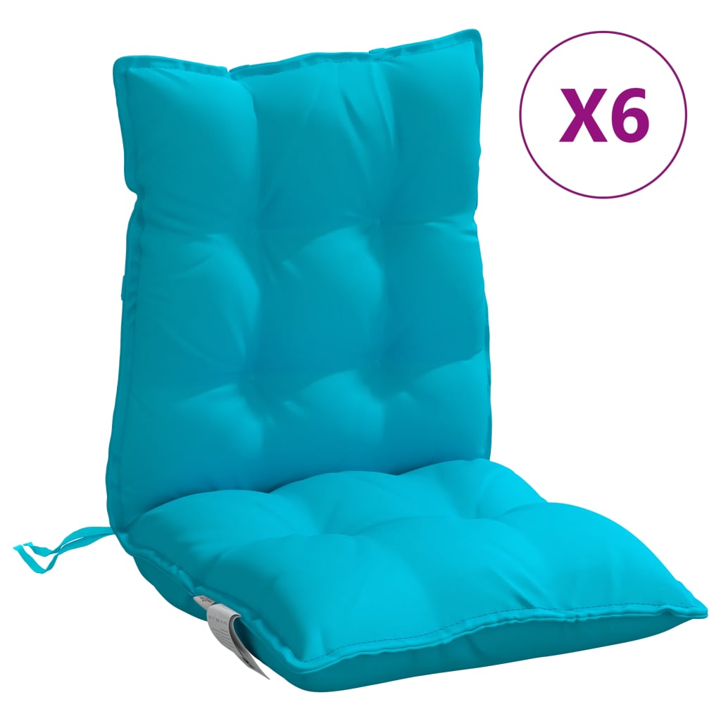 VidaXL coussins de chaise 6 pcs dossier bas tissu oxford turquoise