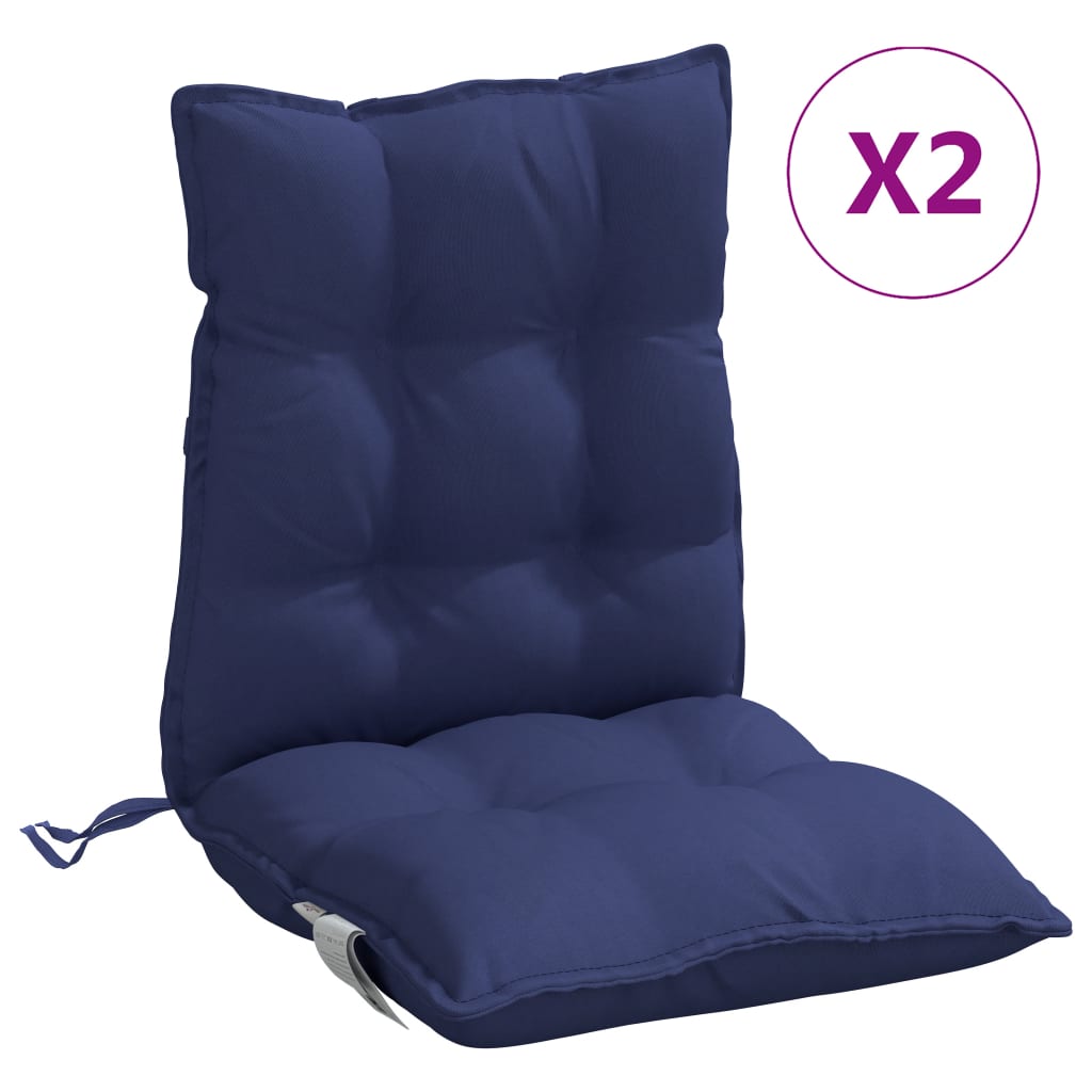 VidaXL coussins de chaise 2 pcs dossier bas tissu oxford bleu marine