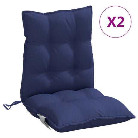 VidaXL coussins de chaise 2 pcs dossier bas tissu oxford bleu marine
