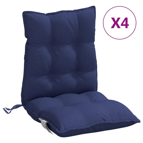 VidaXL coussins de chaise 4 pcs dossier bas tissu oxford bleu marine