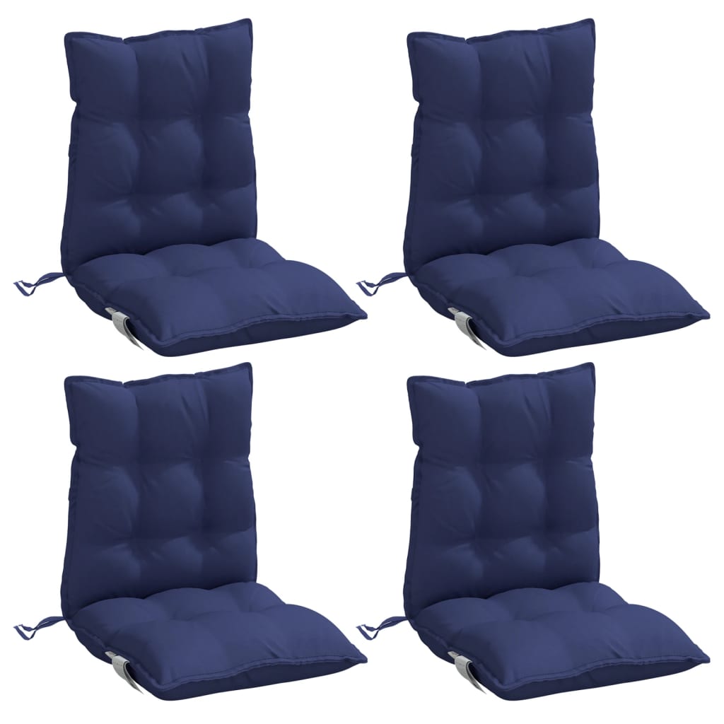 VidaXL coussins de chaise 4 pcs dossier bas tissu oxford bleu marine