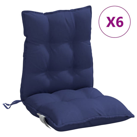 VidaXL coussins de chaise 6 pcs dossier bas tissu oxford bleu marine