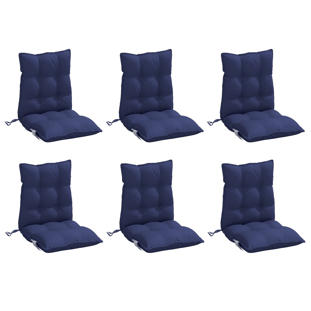 VidaXL coussins de chaise 6 pcs dossier bas tissu oxford bleu marine