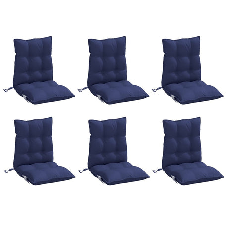 VidaXL coussins de chaise 6 pcs dossier bas tissu oxford bleu marine