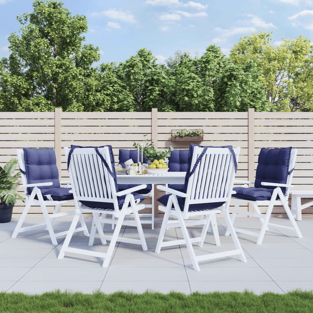 VidaXL coussins de chaise 6 pcs dossier bas tissu oxford bleu marine