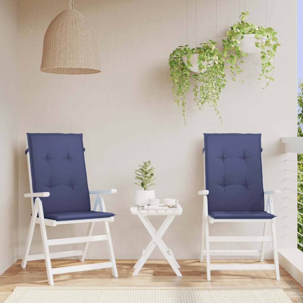 VidaXL coussins de chaise 2 pcs tissu à dossier haut bleu marine