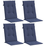 VidaXL coussins de chaise 4 pcs tissu à dossier haut bleu marine