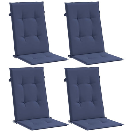 VidaXL coussins de chaise 4 pcs tissu à dossier haut bleu marine