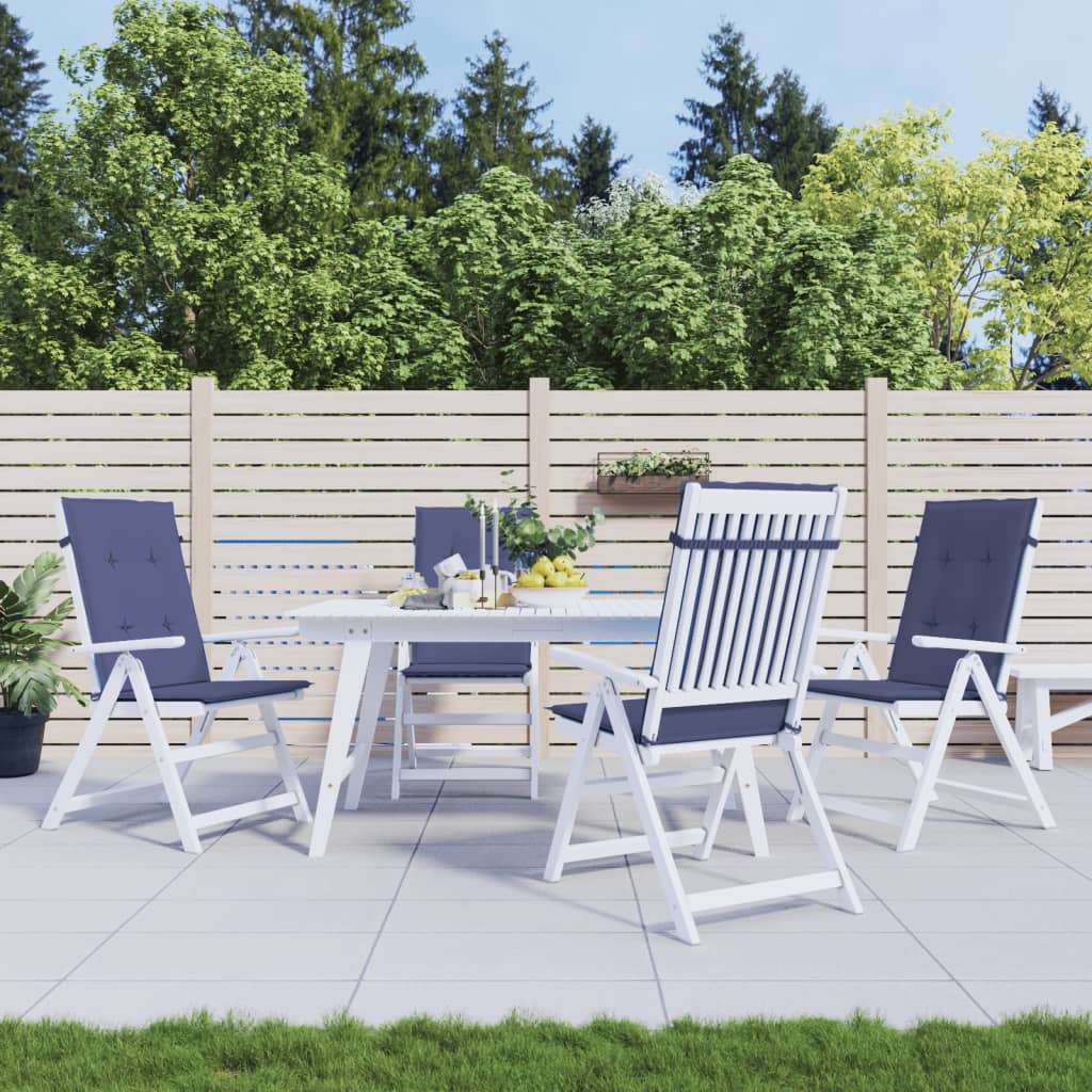 VidaXL coussins de chaise 4 pcs tissu à dossier haut bleu marine