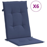 VidaXL coussins de chaise 6 pcs tissu à dossier haut bleu marine